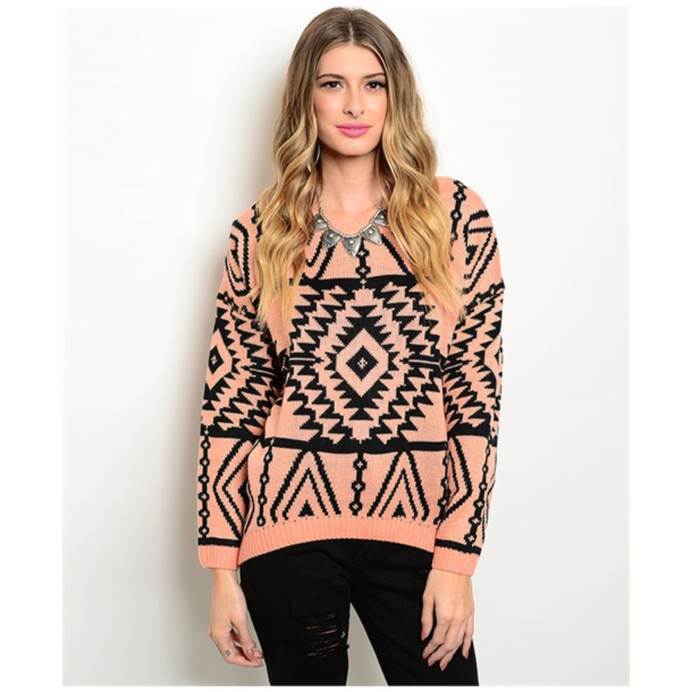 Aztec Tribal Print Sweater Boho - Picture 2 of 5